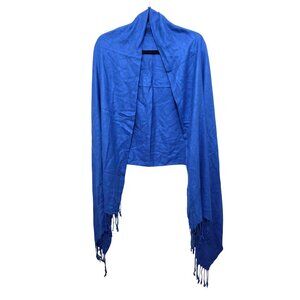 Pashmina Blue Lightweight Fringe Shawl Wrap Scarf 80% Cashmere 30% Silk 29 x 72